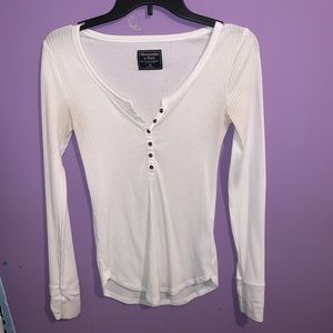 abercrombie and fitch white henley love sleeve